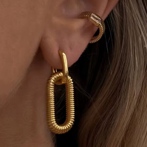 Anthropologie Jewelry - 14K Gold Filled Paper Clip Earrings